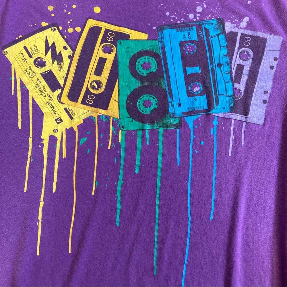 Graffiti Melting Cassette Tape Shirt Purple Large - Picture 5 of 6